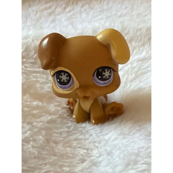 Hasbro Other - LPS Littlest Pet Shop Puppy #760 Brown Puppy Purple Snowflake Eyes 2007 G2